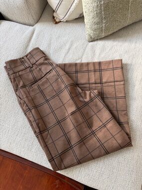 Wide Leg Cropped Window Plaid Pants